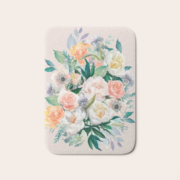 Pastel flower bouquet with roses Bath Mat Gallery Image 1