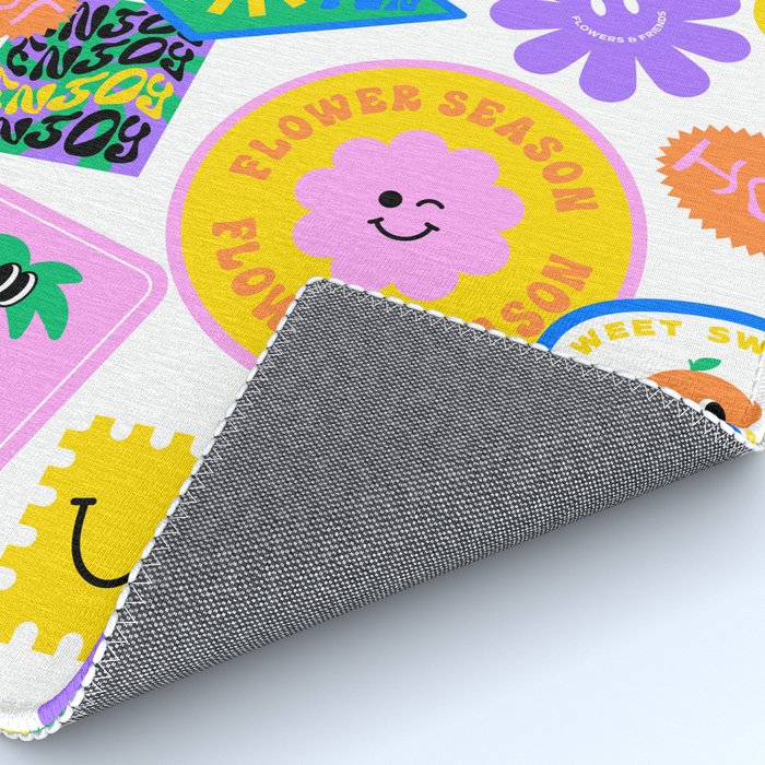 Retro funny sticker label cartoon pattern Rug Gallery Image 4