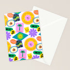 Retro funny sticker label cartoon pattern Stationery Card Gallery Image 2