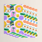 Retro funny sticker label cartoon pattern Wrapping Paper Gallery Image 3