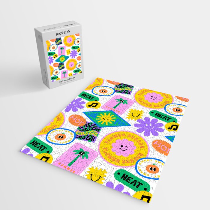 Retro funny sticker label cartoon pattern Jigsaw Puzzle Gallery Image 2