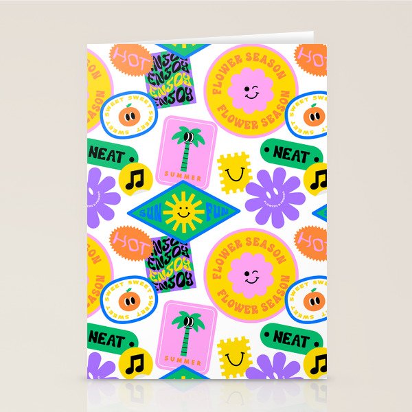 Retro funny sticker label cartoon pattern Stationery Card Gallery Image 2