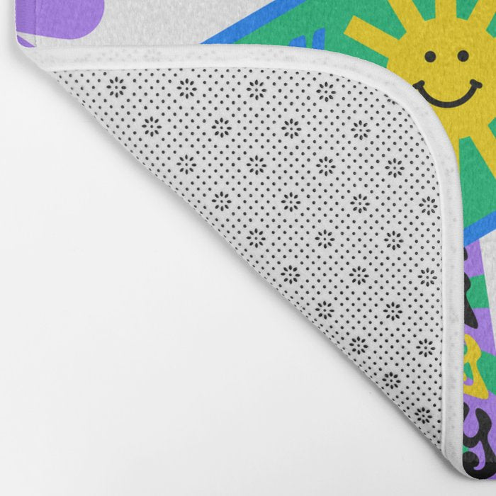 Retro funny sticker label cartoon pattern Bath Mat Gallery Image 2