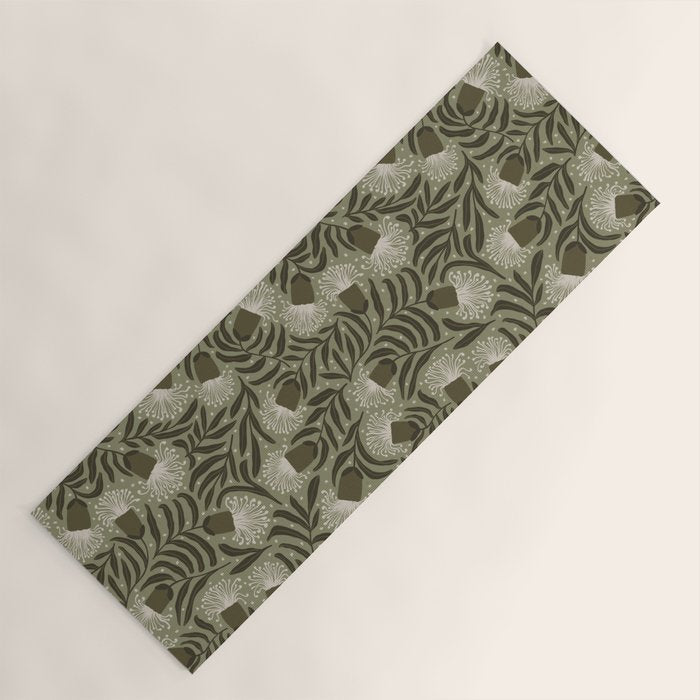 Whimsical Florals / Cream & Green Yoga Mat Gallery Image 1