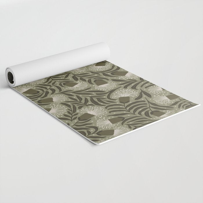 Whimsical Florals / Cream & Green Yoga Mat Gallery Image 2