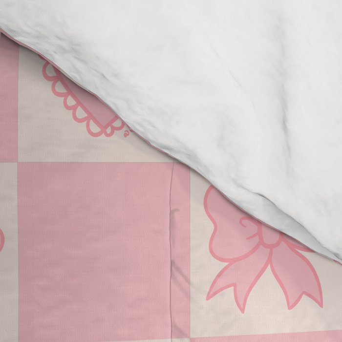 Pink Bow Checkered Print Comforter Gallery Image 4
