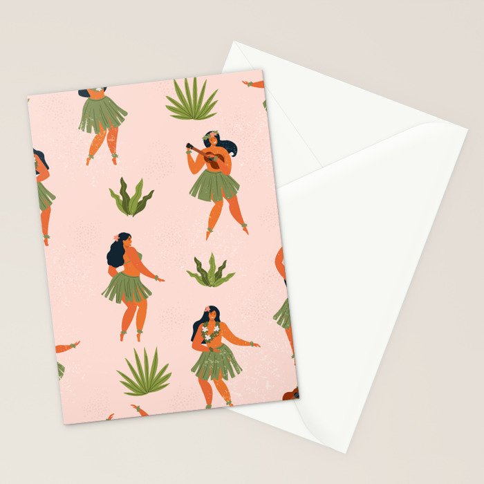 Hawaiian hula dancers young pretty woman  Stationery Card Gallery Image 2