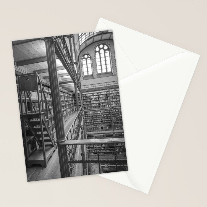 Black and white art library art print,  Rijksmuseum in Amsterdam - history architecture photography Stationery Card Gallery Image 2