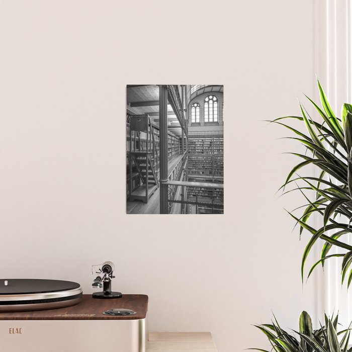 Black and white art library art print,  Rijksmuseum in Amsterdam - history architecture photography Poster Gallery Image 2