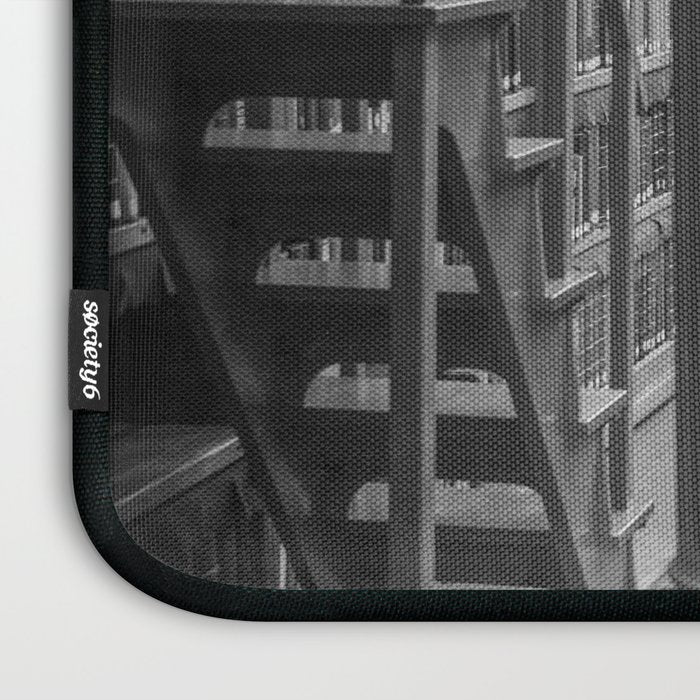 Black and white art library art print,  Rijksmuseum in Amsterdam - history architecture photography Laptop Sleeve Gallery Image 3