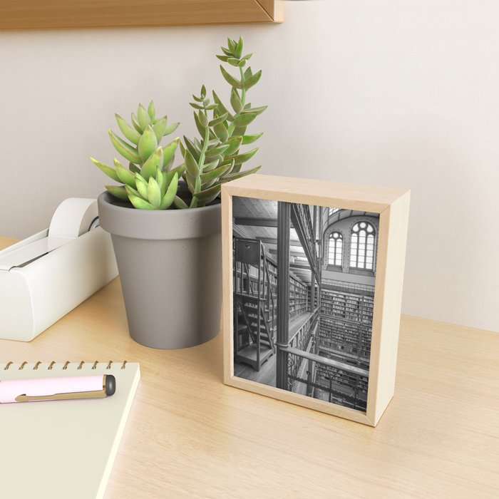 Black and white art library art print,  Rijksmuseum in Amsterdam - history architecture photography Mini Art Print Gallery Image 2