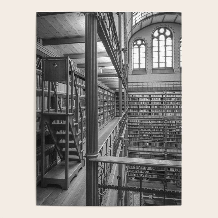 Black and white art library art print,  Rijksmuseum in Amsterdam - history architecture photography Poster Gallery Image 4
