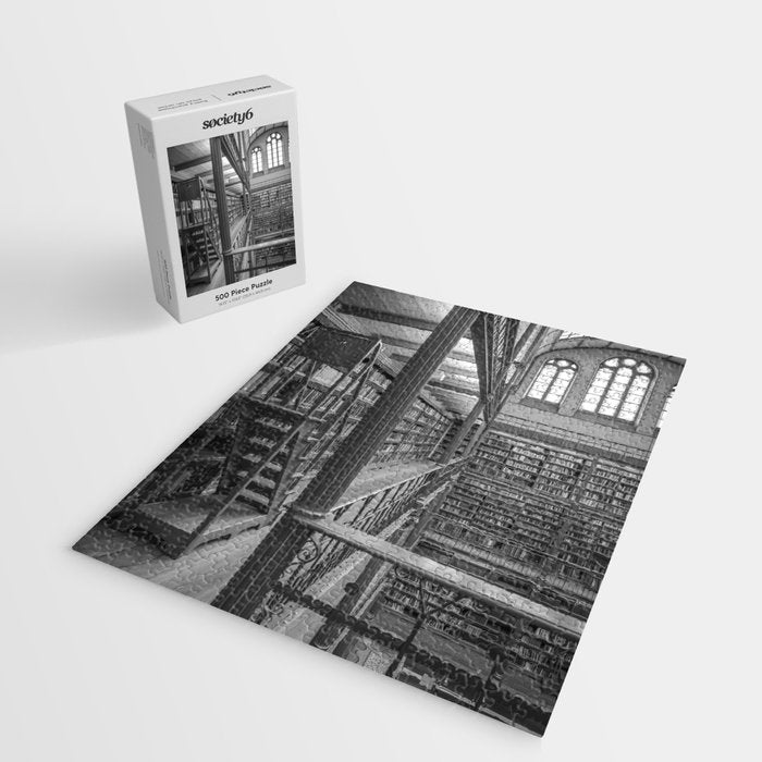 Black and white art library art print,  Rijksmuseum in Amsterdam - history architecture photography Jigsaw Puzzle Gallery Image 2