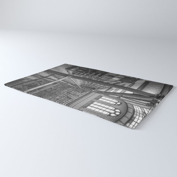 Black and white art library art print,  Rijksmuseum in Amsterdam - history architecture photography Rug Gallery Image 3