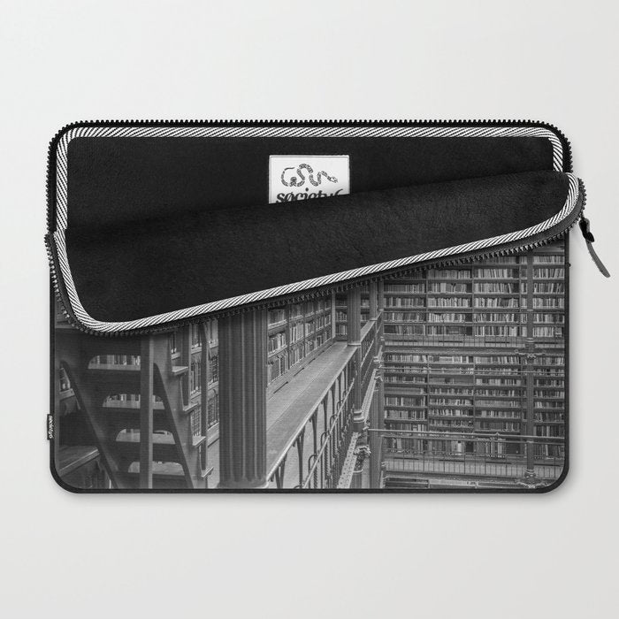 Black and white art library art print,  Rijksmuseum in Amsterdam - history architecture photography Laptop Sleeve Gallery Image 2