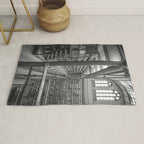Black and white art library art print,  Rijksmuseum in Amsterdam - history architecture photography Rug Gallery Image 1