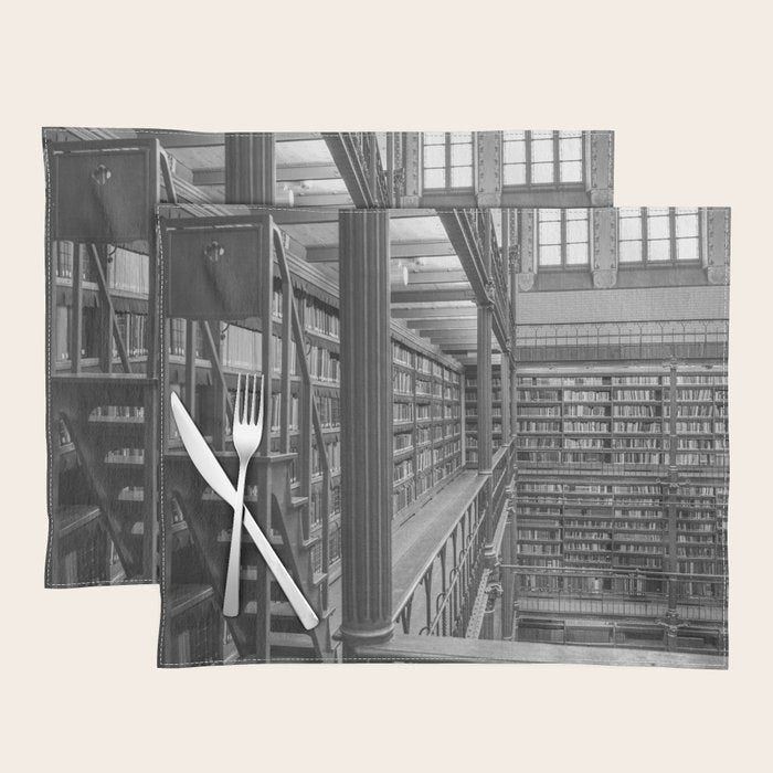 Black and white art library art print,  Rijksmuseum in Amsterdam - history architecture photography Placemat Gallery Image 1