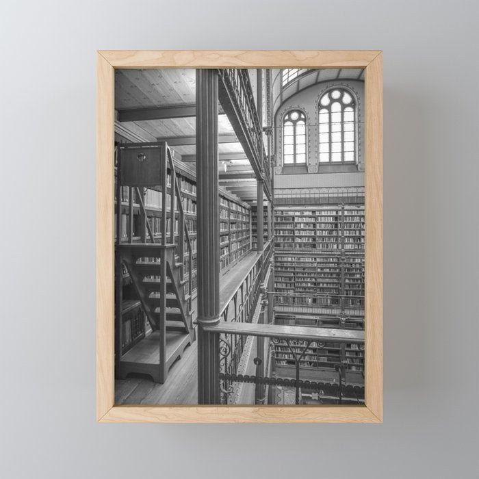 Black and white art library art print,  Rijksmuseum in Amsterdam - history architecture photography Mini Art Print Gallery Image 1