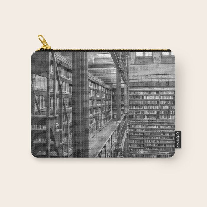 Black and white art library art print,  Rijksmuseum in Amsterdam - history architecture photography Carry All Pouch Gallery Image 1