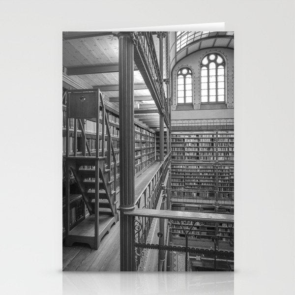 Black and white art library art print,  Rijksmuseum in Amsterdam - history architecture photography Stationery Card Gallery Image 2