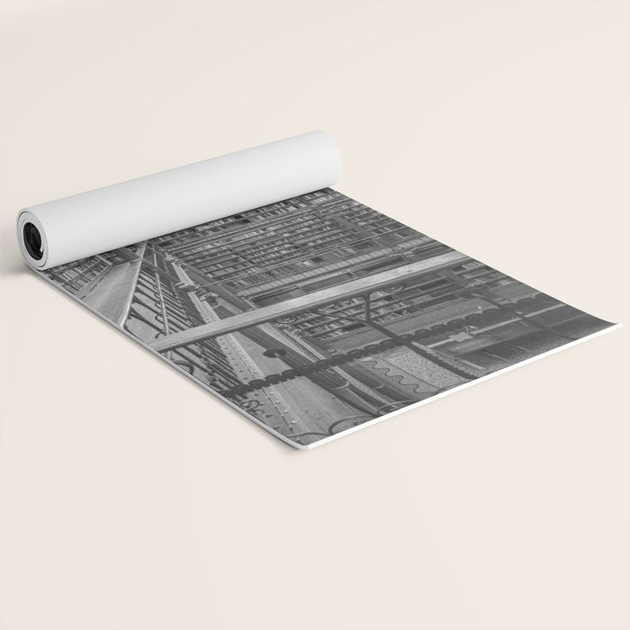 Black and white art library art print,  Rijksmuseum in Amsterdam - history architecture photography Yoga Mat Gallery Image 2