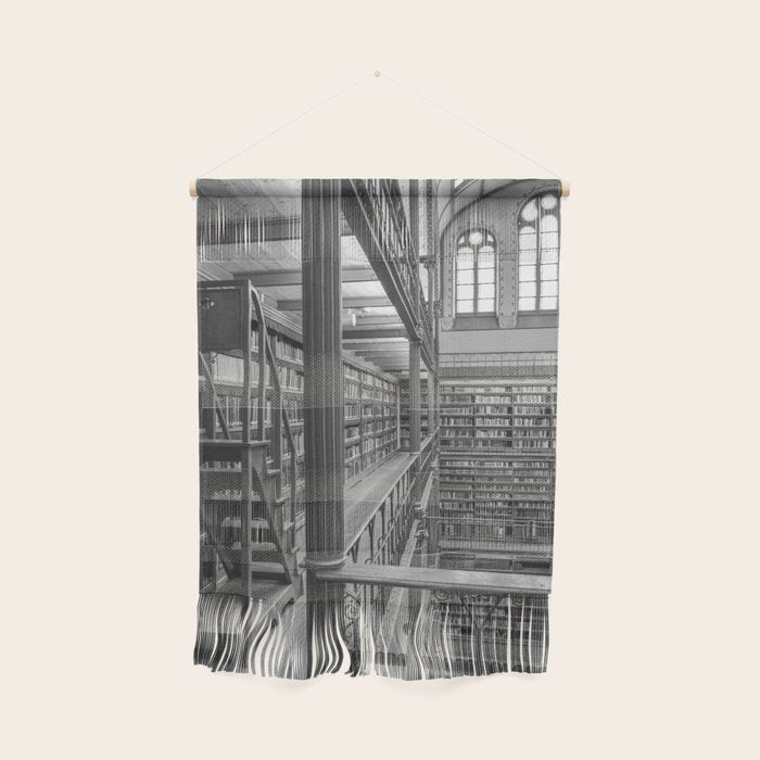 Black and white art library art print,  Rijksmuseum in Amsterdam - history architecture photography Wall Hanging Gallery Image 1