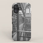 Black and white art library art print,  Rijksmuseum in Amsterdam - history architecture photography iPhone Case Gallery Image 1