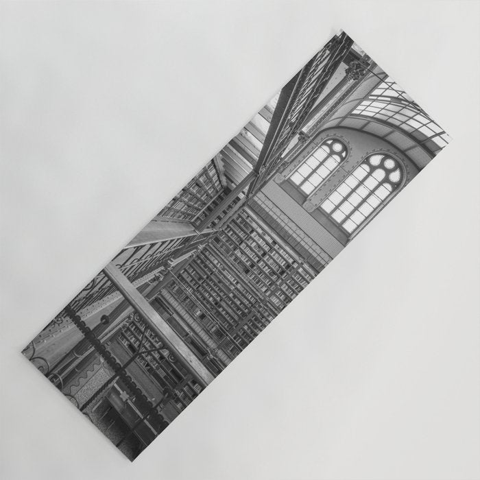 Black and white art library art print,  Rijksmuseum in Amsterdam - history architecture photography Yoga Mat Gallery Image 1