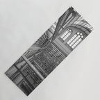 Black and white art library art print,  Rijksmuseum in Amsterdam - history architecture photography Yoga Mat Gallery Image 1