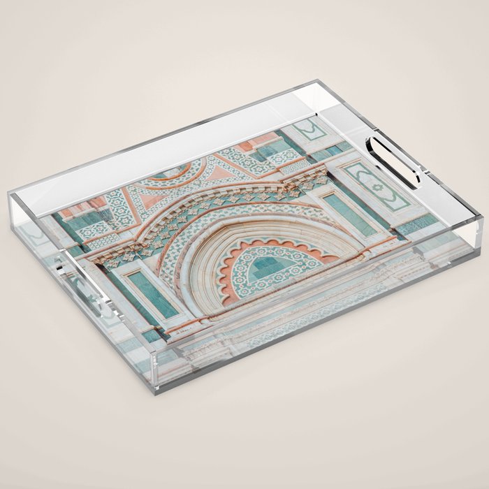 Il Duomo Marble Pattern 2 - Florence Italy Architecture, Travel Photography Acrylic Tray Gallery Image 1