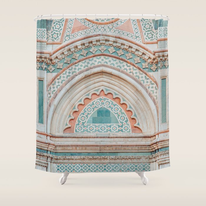 Il Duomo Marble Pattern 2 - Florence Italy Architecture, Travel Photography Shower Curtain Gallery Image 1