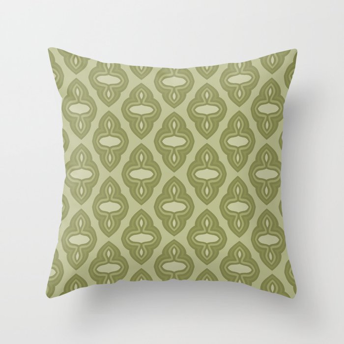 Mint Green 1970s Inspired Retro Geometric Pattern Throw Pillow Gallery Image 1