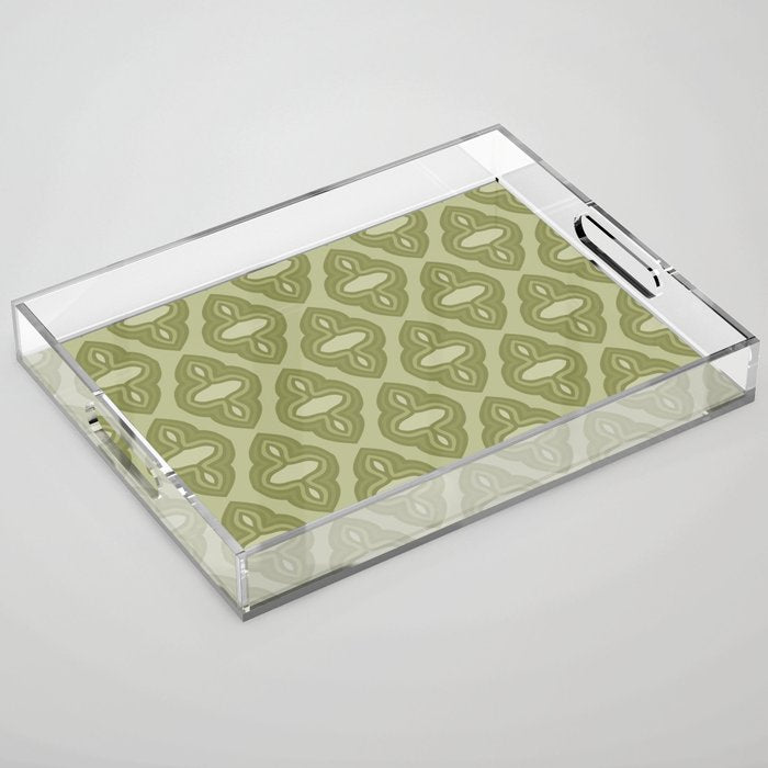 Mint Green 1970s Inspired Retro Geometric Pattern Acrylic Tray Gallery Image 1