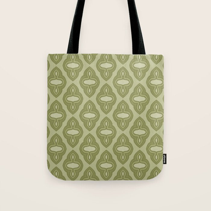 Mint Green 1970s Inspired Retro Geometric Pattern Tote Bag Gallery Image 1