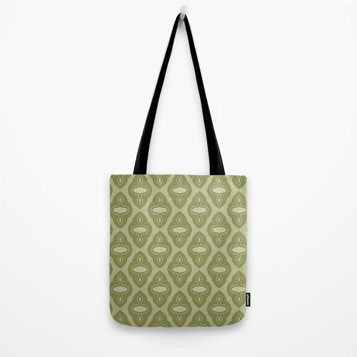 Mint Green 1970s Inspired Retro Geometric Pattern Tote Bag Gallery Image 2
