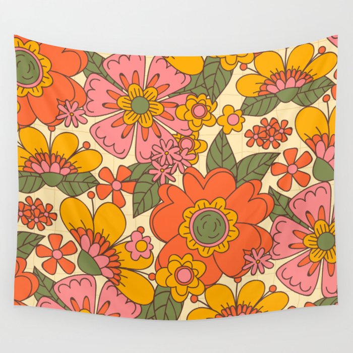 Spring in Retro Wall Tapestry Gallery Image 1