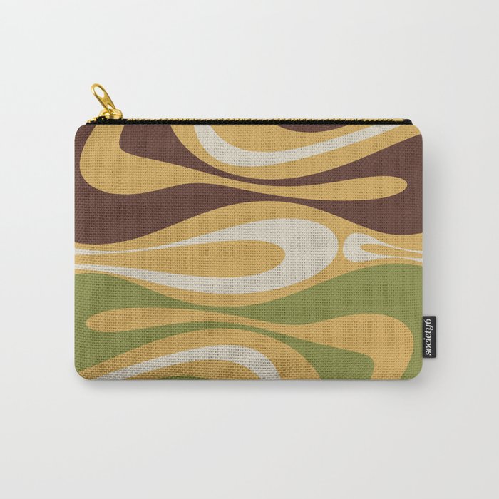 Mod Thang Retro Modern Abstract Pattern in 70s Avocado Green Brown Mustard Carry All Pouch Gallery Image 1