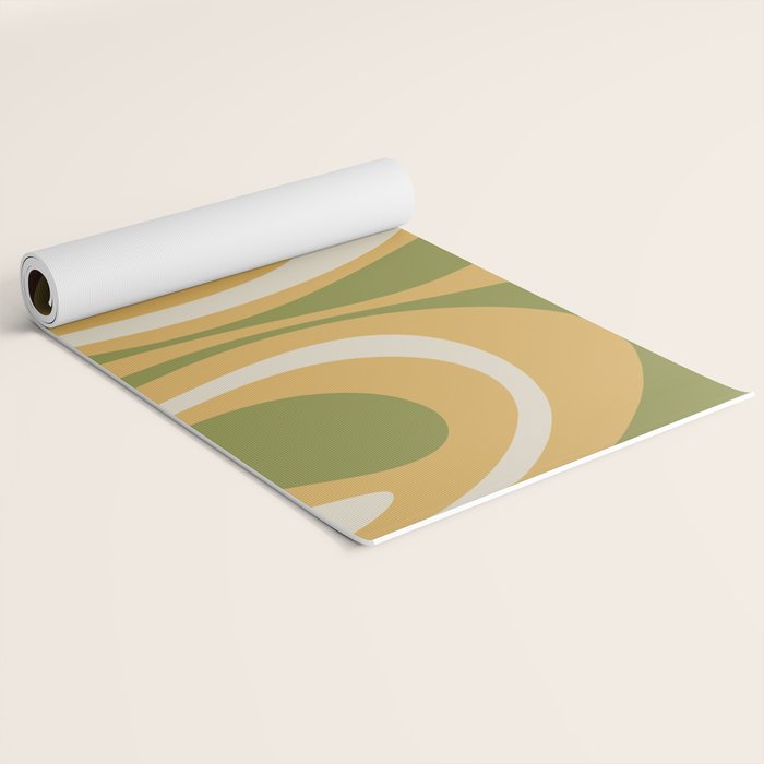 Mod Thang Retro Modern Abstract Pattern in 70s Avocado Green Brown Mustard Yoga Mat Gallery Image 2