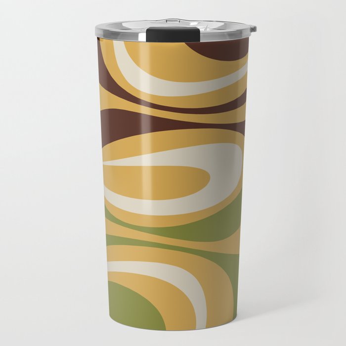 Mod Thang Retro Modern Abstract Pattern in 70s Avocado Green Brown Mustard Travel Mug Gallery Image 1