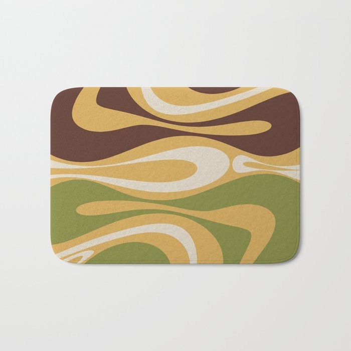 Mod Thang Retro Modern Abstract Pattern in 70s Avocado Green Brown Mustard Bath Mat Gallery Image 1