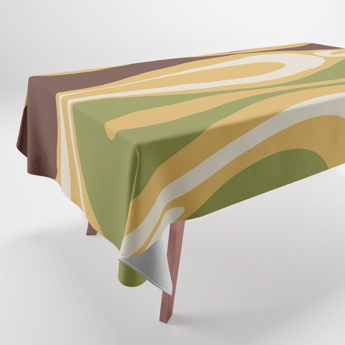 Mod Thang Retro Modern Abstract Pattern in 70s Avocado Green Brown Mustard Tablecloth Gallery Image 1