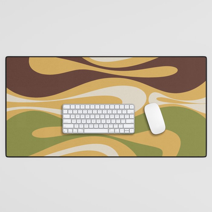 Mod Thang Retro Modern Abstract Pattern in 70s Avocado Green Brown Mustard Desk Mat Gallery Image 1