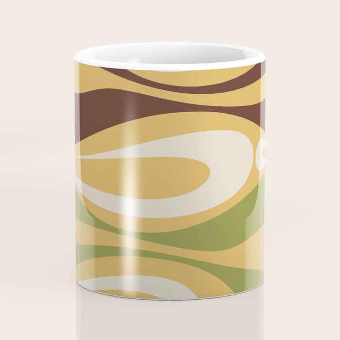 Mod Thang Retro Modern Abstract Pattern in 70s Avocado Green Brown Mustard Coffee Mug Gallery Image 4