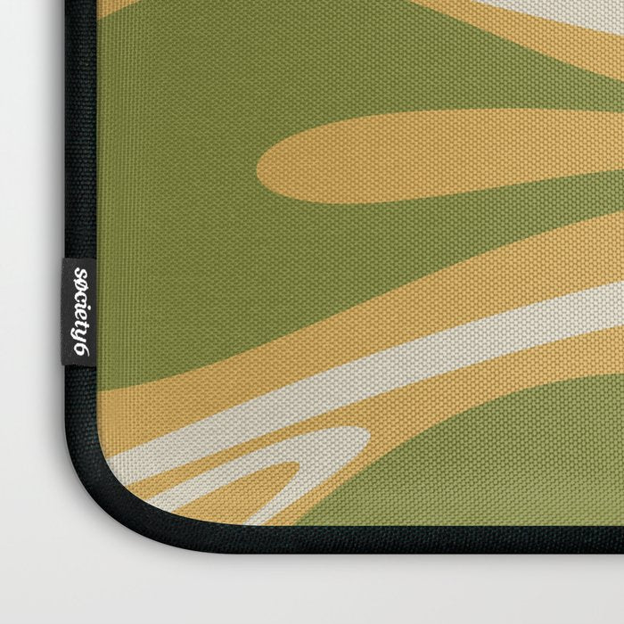 Mod Thang Retro Modern Abstract Pattern in 70s Avocado Green Brown Mustard Laptop Sleeve Gallery Image 3