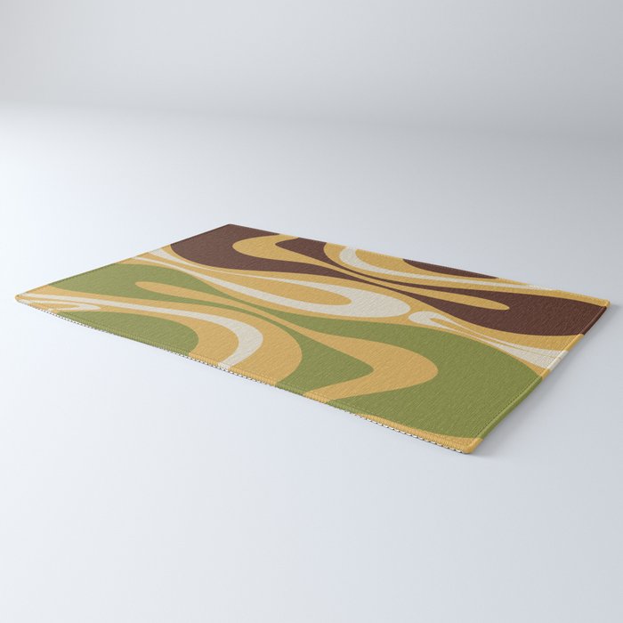 Mod Thang Retro Modern Abstract Pattern in 70s Avocado Green Brown Mustard Rug Gallery Image 3