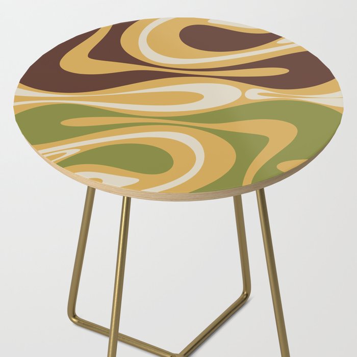 Mod Thang Retro Modern Abstract Pattern in 70s Avocado Green Brown Mustard Side Table Gallery Image 2