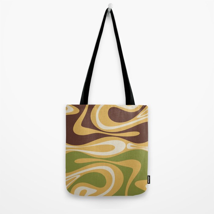 Mod Thang Retro Modern Abstract Pattern in 70s Avocado Green Brown Mustard Tote Bag Gallery Image 2