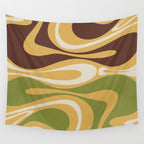 Mod Thang Retro Modern Abstract Pattern in 70s Avocado Green Brown Mustard Wall Tapestry Gallery Image 4