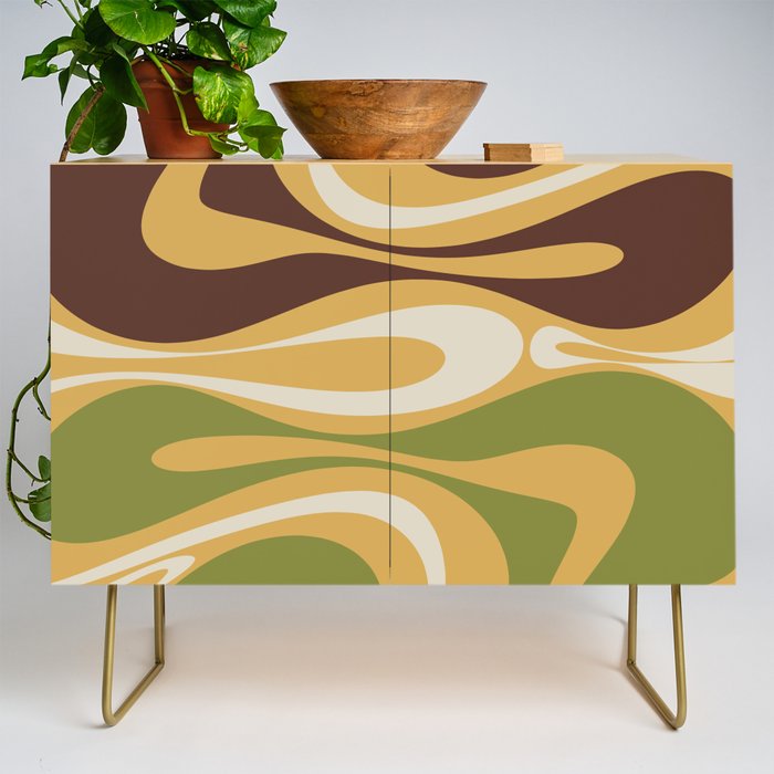 Mod Thang Retro Modern Abstract Pattern in 70s Avocado Green Brown Mustard Credenza Gallery Image 1
