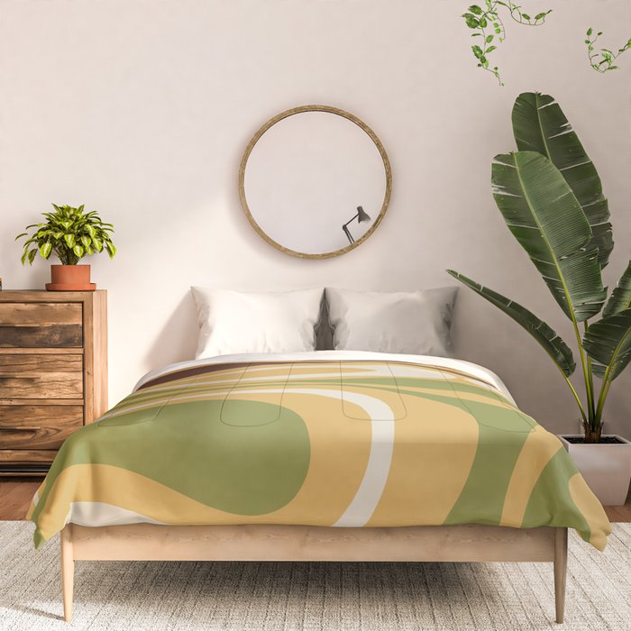 Mod Thang Retro Modern Abstract Pattern in 70s Avocado Green Brown Mustard Comforter Gallery Image 3